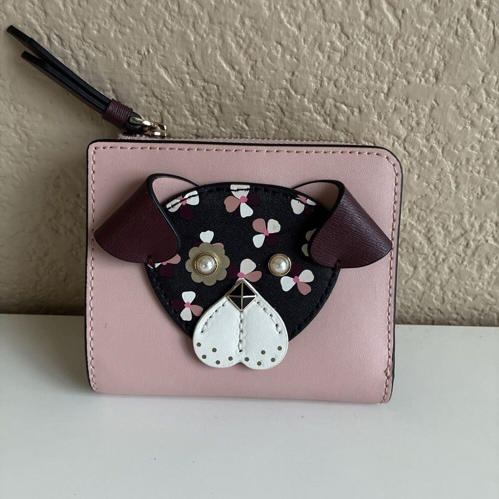 Kate Spade Floral Dog Pink Leather Wallet